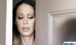 Brunette teen seduces a lone busty milf