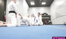 Kungfu teens fighting with a huge stick