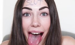 Cute soloing girlfriend shows off her beautiful slutty lips