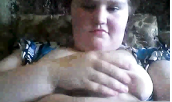 Russian BBW is showing off her very massive natural tits