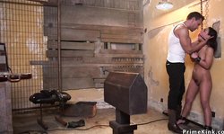 Dude rough anal fucks thief in bondage