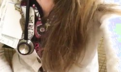 Naughty Nurse Stella relieves some stress at work