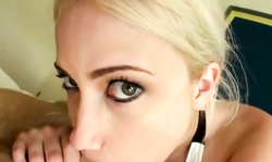 Cool blonde collage girl sucks on my dick and licks my nuts in POV movie