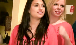 Smiling cutie is making some perverted topless selfies with new fiends