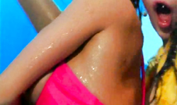 Two drunk bitches are demonstrating their naked wet bodies