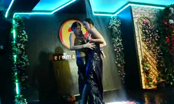 Crazy drunk babes are dancing and undressing on stage