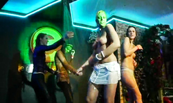 Crazy drunk blonde goes topless right on the stage