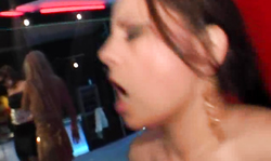 Very hot drunk blonde is swallowing a juicy hard boner