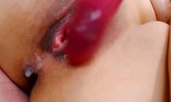 Sweet Brunette Spinner Spreads And Caresses