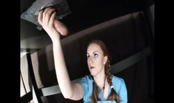 Nurse with Big Natural Tits gives Gloryhole Handjob