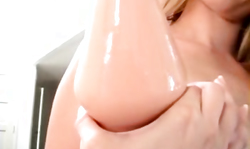 Sweetest blonde is trying hard to stretch her snatch