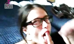 Elegant black-haired Kodie Files beauty is swallowing a boner