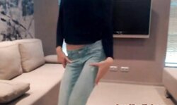 Non-nude super skinny teen dancing in jeans