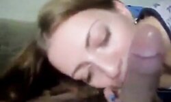 Blonde college girl sucks hairy cock to pay the rent