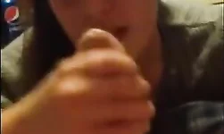 College girl sucks her bf and swallows every drop