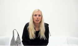 Bleached Chezh woman is giving a good blowjob on the casting