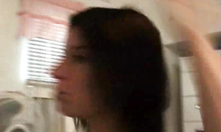 Amateur cutie Tiffany Preston is doing a hairstyle in a hot style