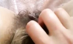 Playing with my hairy pussy