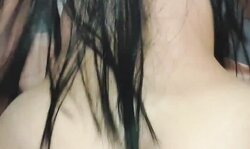 cowgirl with long hair and big brown eye rides a sausage until creampie