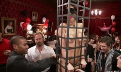 Busty MILFs cattle prodded in public