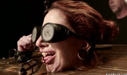 Slim blindfolded redhead tormented