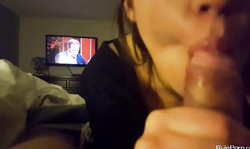 Sloppy amateur cock sucker doing it right