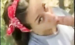 Brunette chick wants to suck dick outdoors
