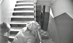 Crazy-minded Russian bitch is getting fucked on security cam in the porch