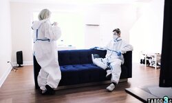 Teen in safety suit fucking her neighbor