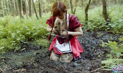 Red Riding Hood masturbates in forest mud