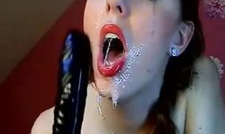 Aurelie Gagging On Big Dildo