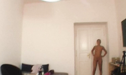 Naked amateur lady is showing a perfect lap dance