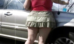 Big round booty of a lusty Annabelle Flowers looks sexy in this miniskirt