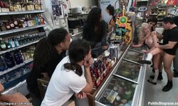 Babe tied spreaded and fucked in public