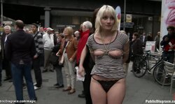 Bare boobs blonde in public