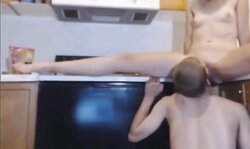 Amateur Guy gets Hot Licking Girlfriend in the Kitchen
