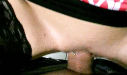 Hot slender babe in stockings sucking dick in the public toilet