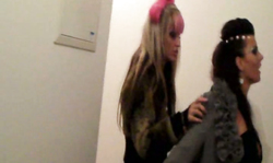 Perverted ladies playing with their amazing pink dildo