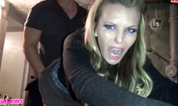 Spicy kinky blonde gives head in the garage as she like