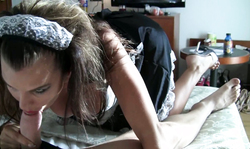 Slutty young maid spreads her legs before her kinky boss