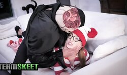 ExxxtrSmall proceeds-presses on Costumed Bird Fucks A Hung Creep