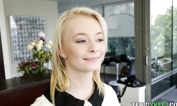 Smiling cutie Maddy Rose is getting seduced by her bf's friend