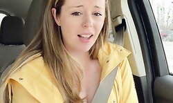 Thankful for my raincoat because my pussy is POURING!hangs in Rainy day Starbucks Drive Thru with my MOUTH-WATERING!lasts!