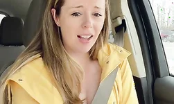 Thankful for my raincoat because my pussy is POURING!hangs in Rainy day Starbucks Drive Thru with my MOUTH-WATERING!lasts!