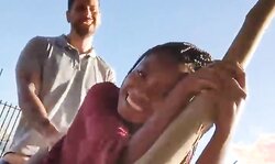 Hot ebony teen suck cock and get pounded hard outdoor live at sexycamx