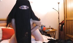 Arab Milf Wearing Hijab Rides Marital-Device