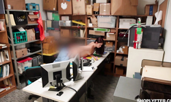 Tattooed babe with natural boobs is sucking a dick of Shoplyfter