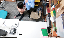 Shoplyfter is getting an awesome blowjob by a lustful brunette teen