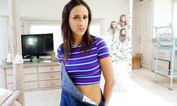 Busty step-sister Ashley Adams allows me to play with her pussy