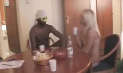 Blonde amateur teen GF interracial home fuck